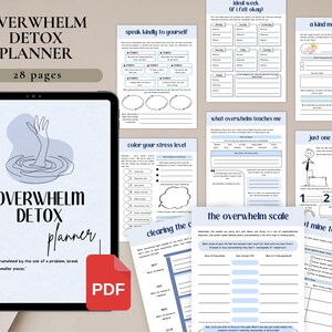 5 Burnout Recovery Bundle for Personal Use | PDF Printable and Digital Use | Stress Relief Worksheets | Mental Burnout | Overwhelm Detox