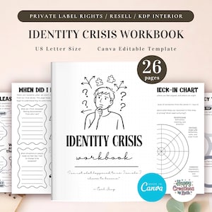 PLR Identity Crisis Workbook for Commercial Use, Printable and Editable Template, Self Identity Journal, Who Am I Workbook