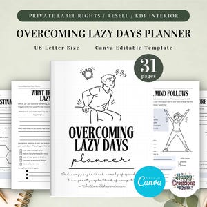 PLR Stop Prokrastinating Planner för kommersiellt bruk, utskrivbar och Canva-redigerbar mall | Produktivitetsplanerare, övervinna lata dagar