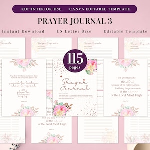 Prayer Journal Bundle for KDP Interior Editable Template in Canva and Printable Journal, Bible Study Journal Prayer Digital Planner image 4