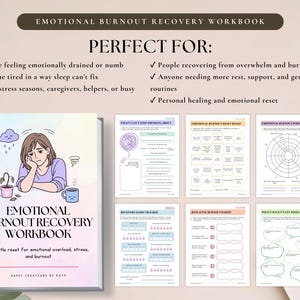 Emotional Burnout Recovery Workbook PDF | Burnout Journal, Self Care Worksheets, Stress Relief Planner, Recovery Tracker Printable image 4