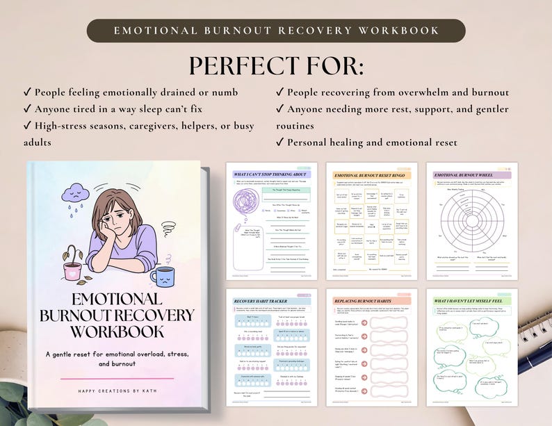 Emotional Burnout Recovery Workbook PDF | Burnout Journal, Self Care Worksheets, Stress Relief Planner, Recovery Tracker Printable image 4