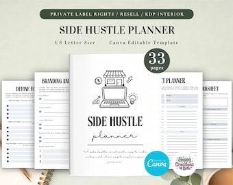 PLR Side Hustle Planner for Commercial Use, Printable and Editable Template, Business Planner, Small Business Planner, Marketing