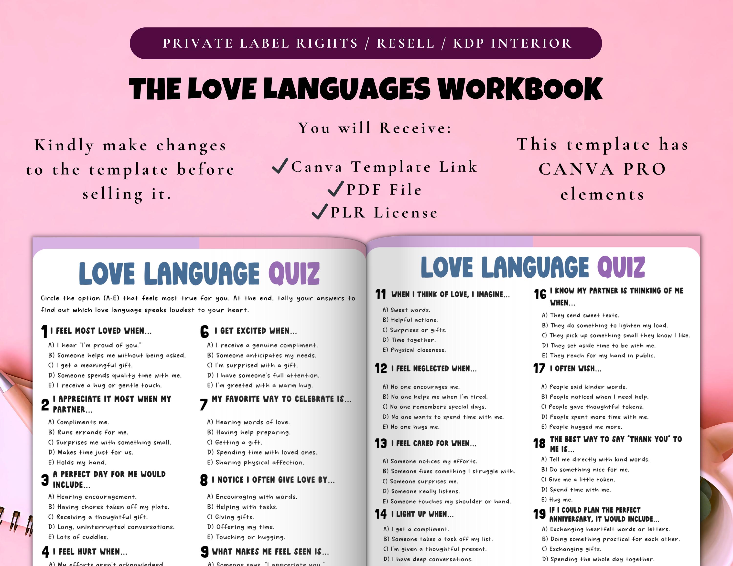 PLR / Resell the Love Languages Workbook, Printable and Editable for ...