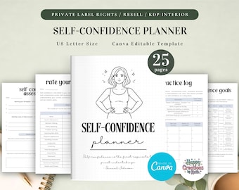 PLR Self-Confidence Planner for Commercial Use, Printable and Editable Template, Self-Care Planner, Self-Love Planner, Self-Esteem