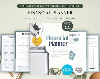 Planer finansowy PLR do użytku komercyjnego, szablon do druku i edycji, planer finansowy, śledzenie oszczędności, plan celów finansowych