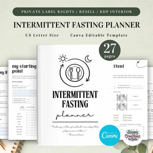 PLR Intermittent Fasting Planner for Commercial Use, Printable and Editable Template, Intermittent Fasting Tracker, IF Planner