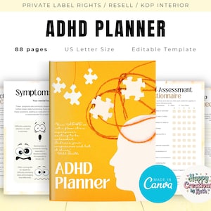 PLR / Resell ADHD Planner for Commercial Use, Editable and Printable Template, Focus Planner, ADHD Organizer, Productivity Plan, Task Track