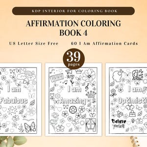 Affirmation Coloring Bundle | Printable for KDP Interior and Personal Use | I Am Affirmations Motivational, Inspiring, Anxiety Relief image 6