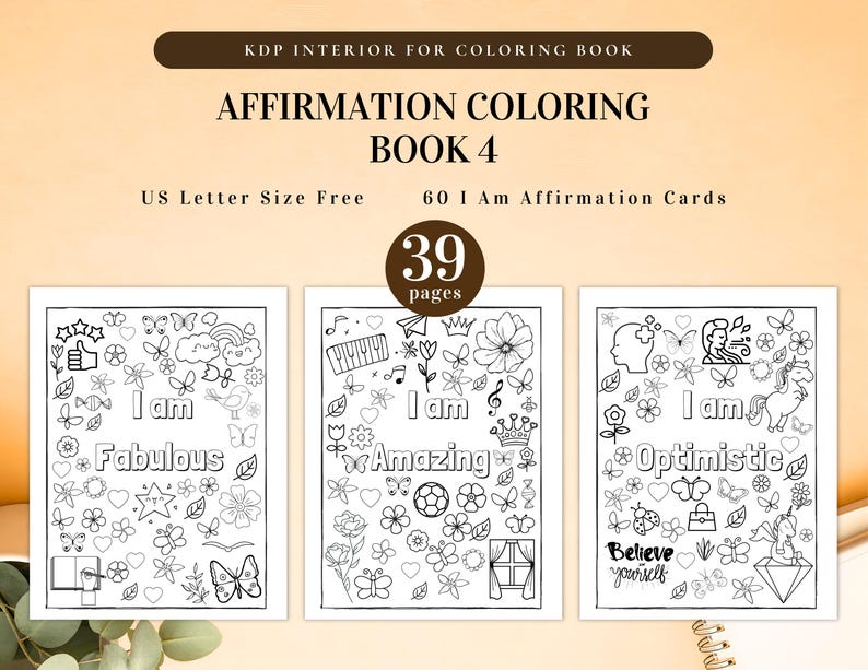 Affirmation Coloring Bundle | Printable for KDP Interior and Personal Use | I Am Affirmations Motivational, Inspiring, Anxiety Relief image 6