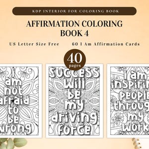 Affirmation Coloring Bundle | Printable for KDP Interior and Personal Use | I Am Affirmations Motivational, Inspiring, Anxiety Relief image 5