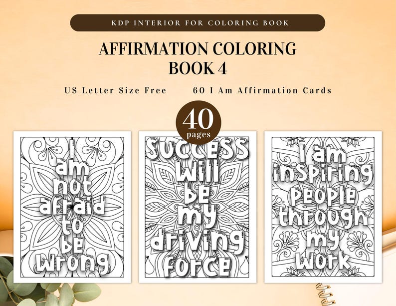 Affirmation Coloring Bundle | Printable for KDP Interior and Personal Use | I Am Affirmations Motivational, Inspiring, Anxiety Relief image 5