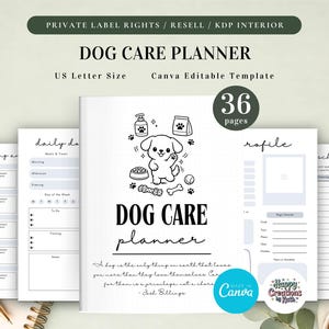 Agenda per la cura del cane (PLR) per uso commerciale, modello stampabile e modificabile, agenda per animali domestici, agenda per cani, diario del cane, registri del cane