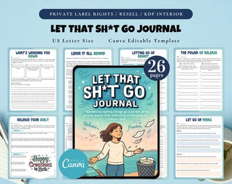 PLR / Resell Let that Sh*t Go Journal, Printable and Editable Template, Letting Go Journal, Emotional Release Journal, Emotional Detox