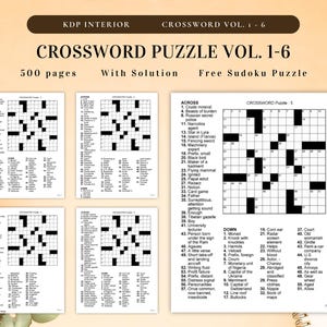 500+ Page Crossword Puzzle Book for Adults – KDP Interior Printable Bundle w/ Solutions | Activity Game, Instant Download, Ready to Print image 3