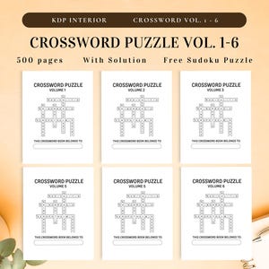 500+ Page Crossword Puzzle Book for Adults – KDP Interior Printable Bundle w/ Solutions | Activity Game, Instant Download, Ready to Print image 2
