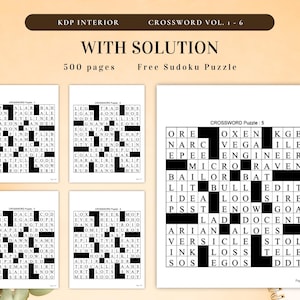 500+ Page Crossword Puzzle Book for Adults – KDP Interior Printable Bundle w/ Solutions | Activity Game, Instant Download, Ready to Print image 4