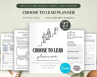 PLR Choose to Lead Planner for Commercial Use Printable Journal and Editable Template, Leadership Mindset Planner, Manager Planner