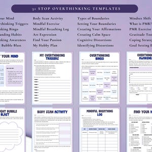 PLR / Resell Stop Overthinking Workbook, Printable and Editable Template, Declutter Your Mind, Anxiety Workbook, Mental Health Journal image 3