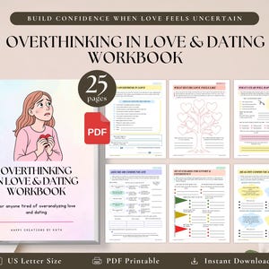Overthinking in Love & Dating Workbook PDF | Dating Anxiety Worksheets, Relationship Overthinking Journal, Mixed Signals, Attachment Style