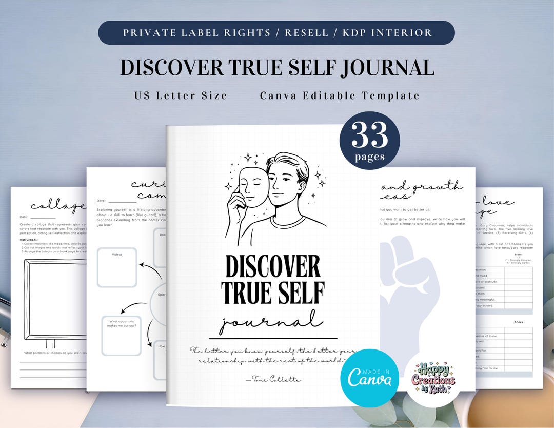 PLR Discover True Self Journal for Commercial Use, Printable and ...
