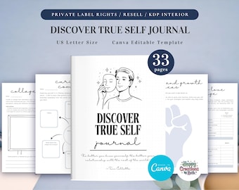 PLR Entdecke wahres Selbst Journal für kommerzielle Nutzung, druckbare und bearbeitbare Vorlage, Achtsamkeit Journal, Selbstfindung Journal