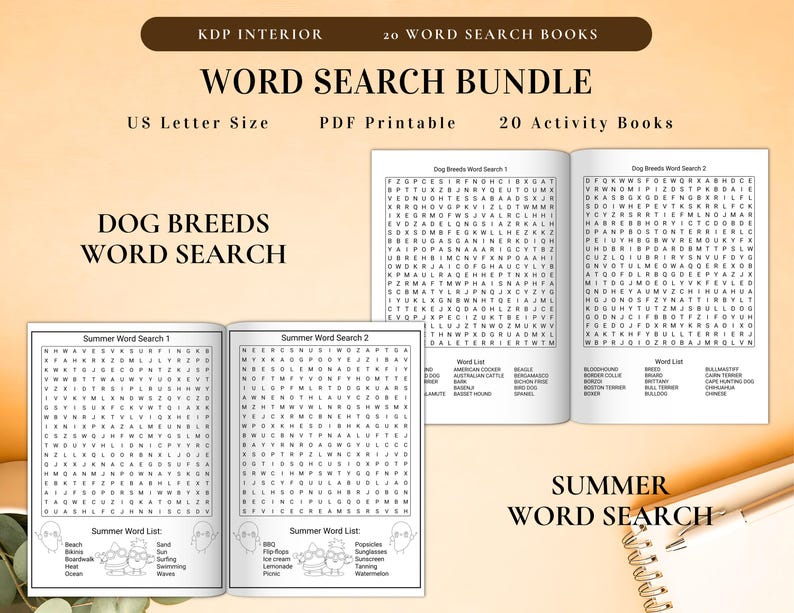 Word Search 2000+ Pages Bundle Printable Puzzle Game with Solution for Kids, Adult, Seasons, Christmas, Halloween, Thanksgiving Holidays PDF image 5