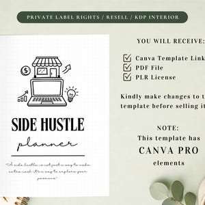 PLR Side Hustle Planner for Commercial Use, Printable and Editable Template, Business Planner, Small Business Planner, Marketing