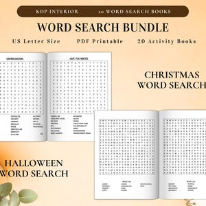 Word Search 2000+ Pages Bundle Printable Puzzle Game with Solution for Kids, Adult, Seasons, Christmas, Halloween, Thanksgiving Holidays PDF image 2