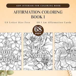 Affirmation Coloring Bundle | Printable for KDP Interior and Personal Use | I Am Affirmations Motivational, Inspiring, Anxiety Relief image 2