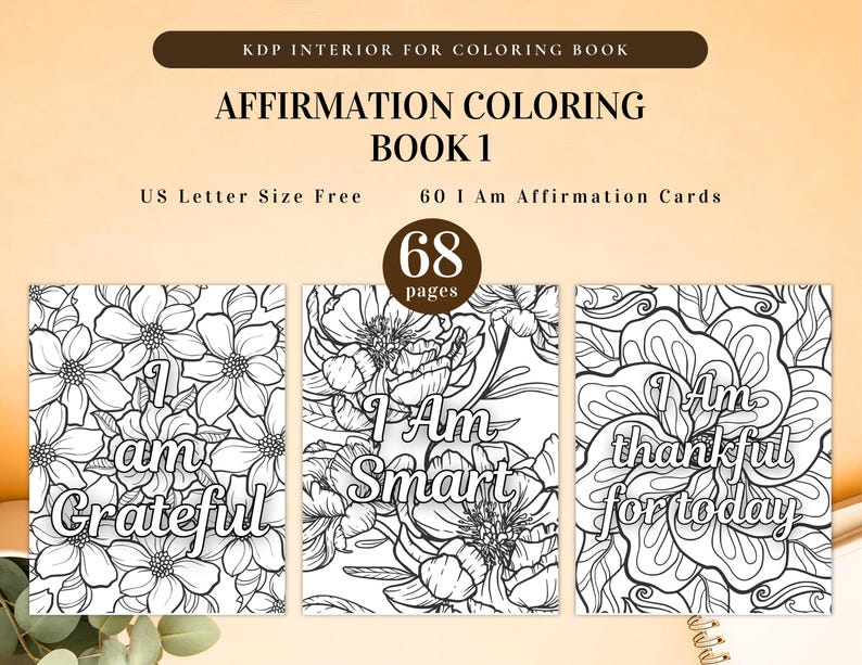 Affirmation Coloring Bundle | Printable for KDP Interior and Personal Use | I Am Affirmations Motivational, Inspiring, Anxiety Relief image 2