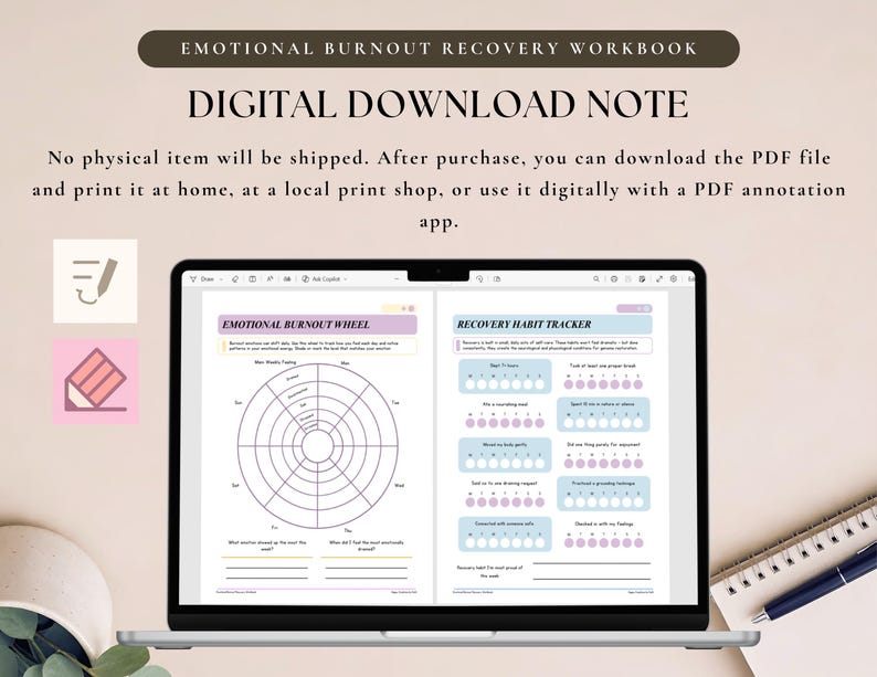 Emotional Burnout Recovery Workbook PDF | Burnout Journal, Self Care Worksheets, Stress Relief Planner, Recovery Tracker Printable image 6