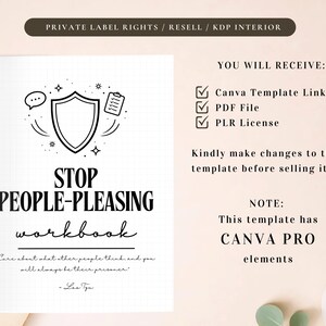 PLR Stop People-Pleasing Workbook for Commercial Use, Printable and Editable Template, Set Boundaries, Personal Growth Workbook