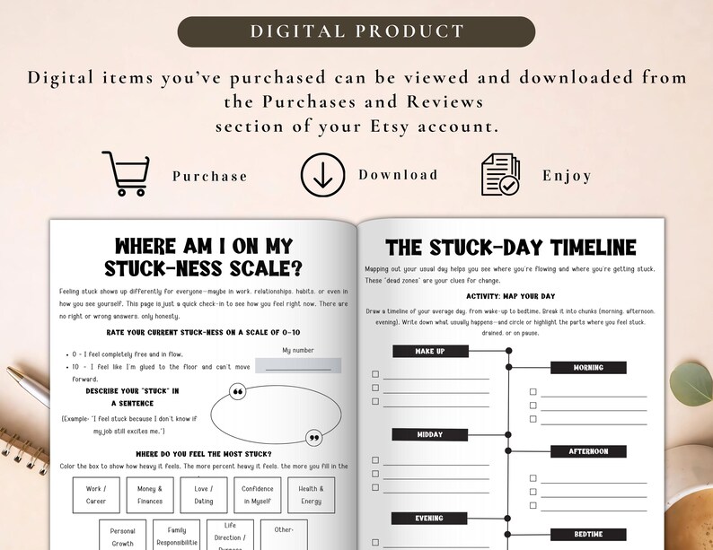 PLR Feeling Stuck in Life Workbook for Commercial Use, Printable and Editable Template, Feeling Trapped Worksheets, Self-Growth image 4