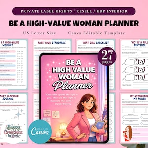 PLR / Resell Be A Hochwertiger Frauenplaner, druckbare und bearbeitbare Vorlage für kommerzielle Nutzung, stilvoller Frauenplaner, weibliche Energie
