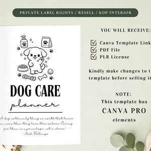 PLR Dog Care Planner for Commercial Use, Printable and Editable Template, Pet Planner, Dog Planner, Dog Journal, Dog Records image 2