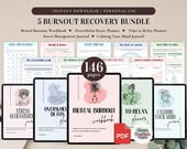 5 Burnout Recovery Bundle for Personal Use | PDF Printable and Digital Use | Stress Relief Worksheets | Mental Burnout | Overwhelm Detox
