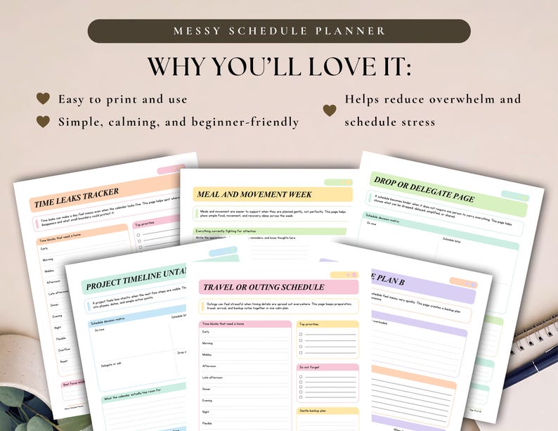 Messy Schedule Planner PDF | Personal Use | Routine Reset Planner ...