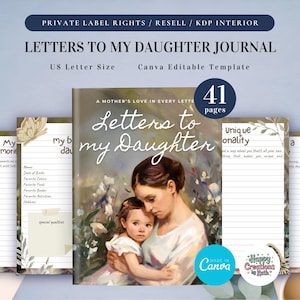 Cartas PLR a mi hija para uso comercial, plantilla imprimible y editable, diario de una hija querida, diario de una madre, amor de mamá