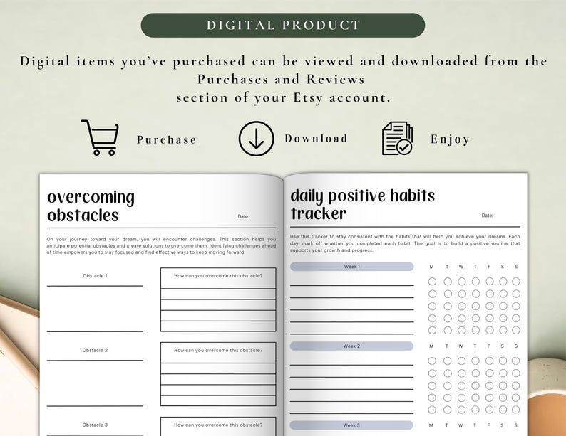 PLR Dream Bigger Planner for Commercial Use, Printable and Editable Template, Dream Life Planner, Goal Planner, Vision Planner