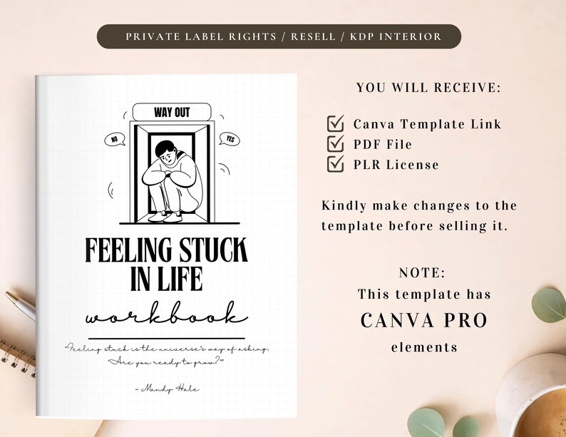 PLR Feeling Stuck in Life Workbook for Commercial Use, Printable and Editable Template, Feeling Trapped Worksheets, Self-Growth image 2