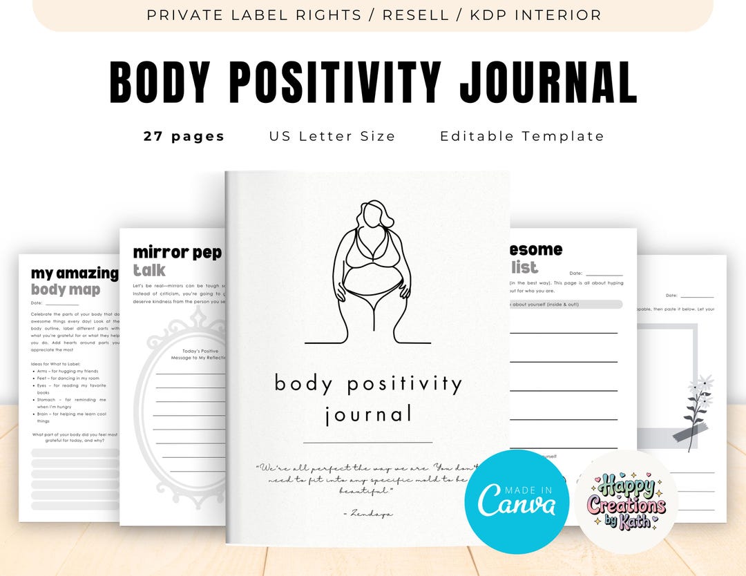 PLR / Resell Body Positivity Journal for Commercial Use, Printable and ...