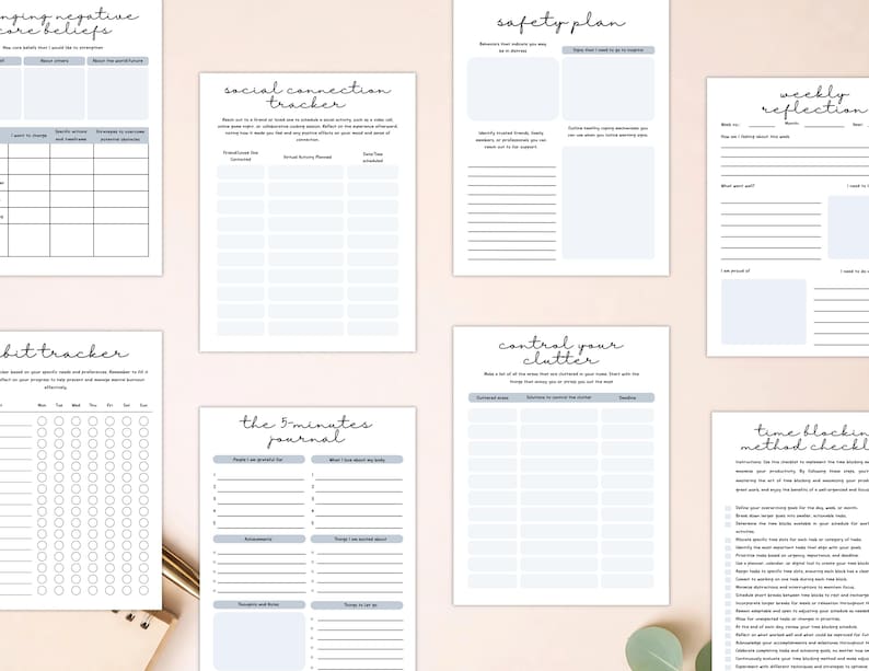 PLR Mental Burnout Workbook for Commercial Use, Printable and Editable Template, Wellness Journal, Coping Strategies Journal image 7