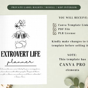 PLR Extrovert Life Planner for Commercial Use, Printable and Canva Editable Template, Social Skills Guide image 2