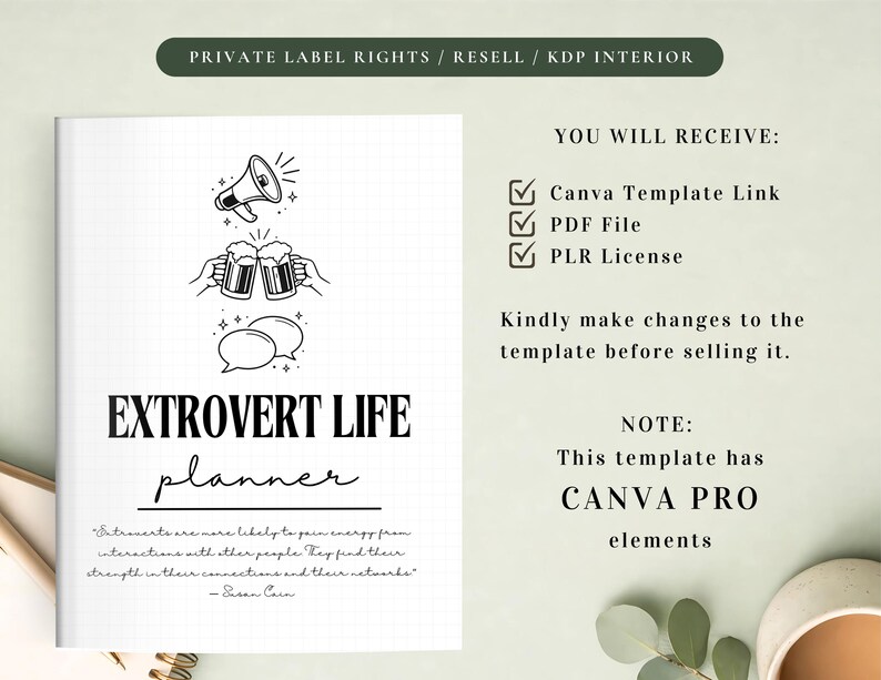 PLR Extrovert Life Planner for Commercial Use, Printable and Canva Editable Template, Social Skills Guide image 2