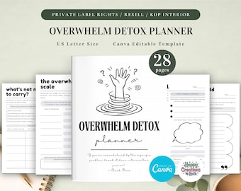 PLR Overwhelm Detox Planner for Commercial Use, Printable and Editable Template, Overwhelm Mind Planner, Stress Management