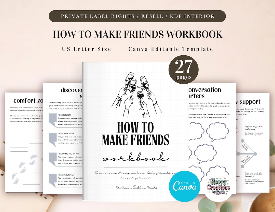 PLR How to Make Friends Workbook for Commercial Use, Printable and ...
