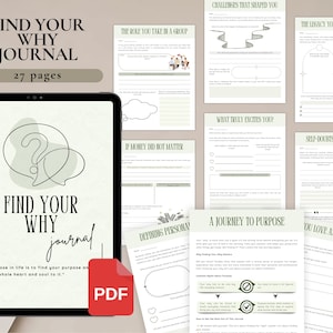 5 Self-Discovery Journal Bundle for Personal Use | PDF Printable and Digital Use | Find Your Passion, Discover True Self, Find Your Why