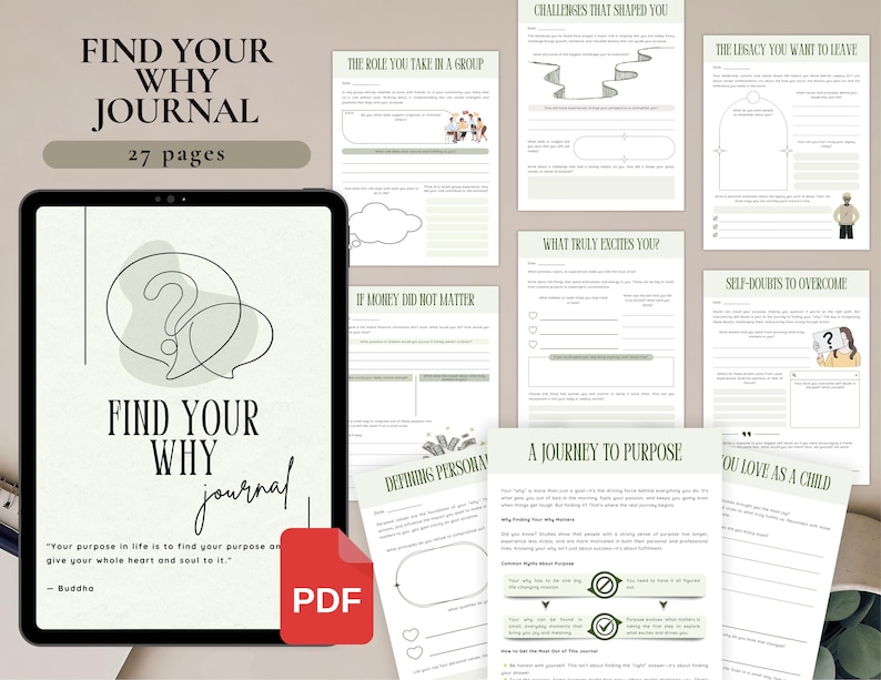 5 Self-Discovery Journal Bundle for Personal Use | PDF Printable and Digital Use | Find Your Passion, Discover True Self, Find Your Why