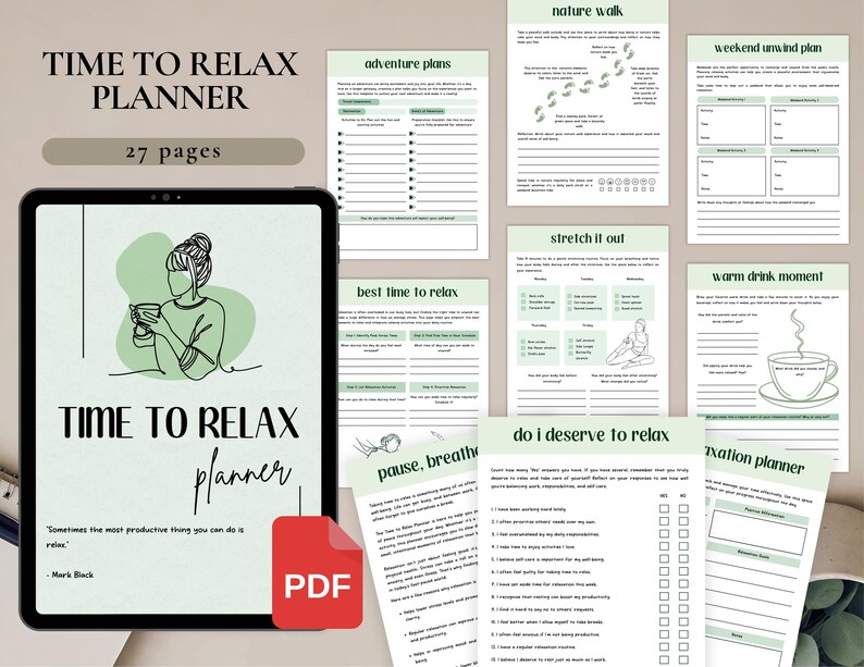 5 Burnout Recovery Bundle for Personal Use | PDF Printable and Digital Use | Stress Relief Worksheets | Mental Burnout | Overwhelm Detox